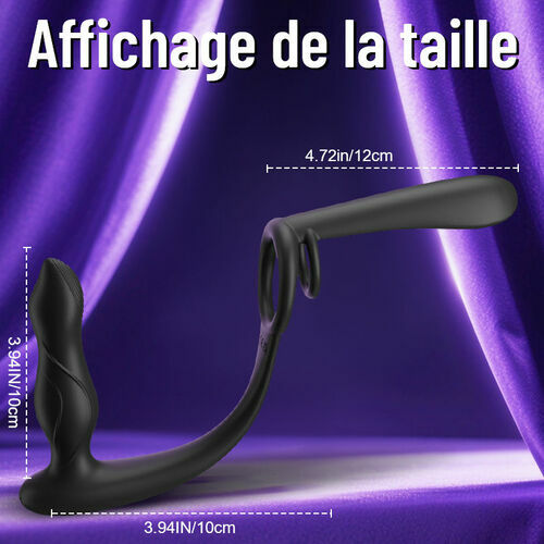 Double Pénétration Double Vibration Vibromasseur pour Couple avec Anneau de Verrouillage du Sperme